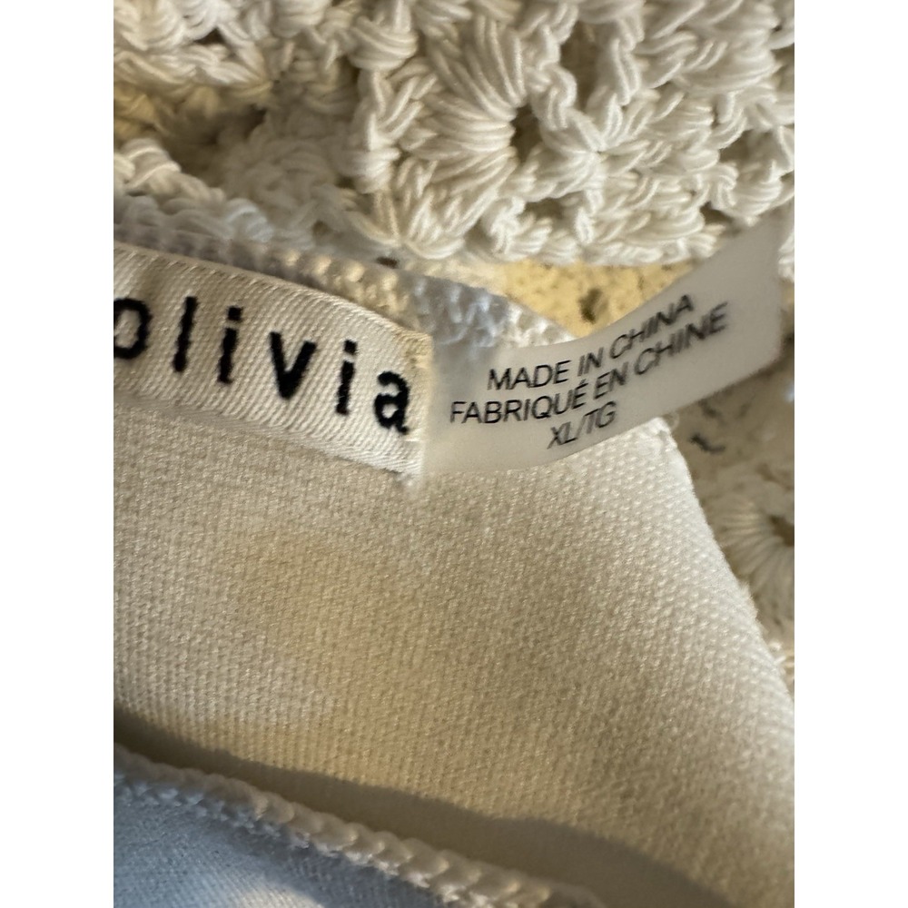 Alice + Olivia Women's White Crochet Puff Sleeve Square Neck Crop Top XL $440 - Picture 10 of 12